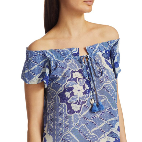 FIGUE Gianna Off-The-Shoulder Tassel Tie Blouse Top Bergdorf Goodman S NWT $325 - Picture 3 of 13